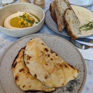 Naan and hummus at Mallow - Borough Market in South East London