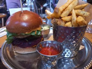 Beet and tempeh smash burger at Mallow - Borough Market in South East London
