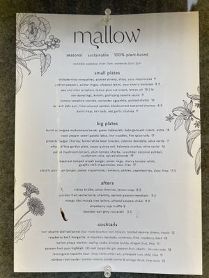 menu  at Mallow - Borough Market in South East London