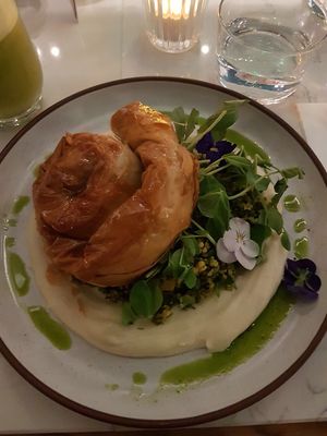 Börek filled with porcini, walnuts and dates on tabouleh   at Mallow - Borough Market in South East London
