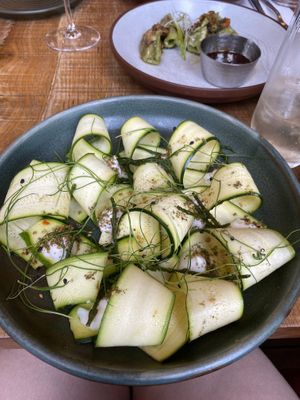 Courgette carpaccio with vegan mascarpone   at Mallow - Borough Market in South East London