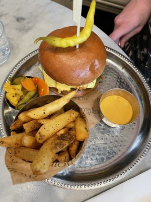 Burger with amazing friess  at Mallow - Borough Market in South East London