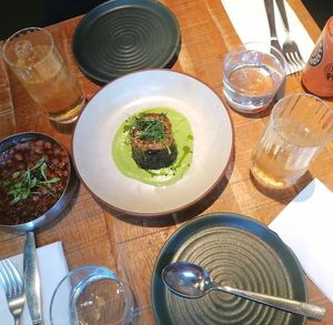 Aubergine and black tea chickpea starters at Mallow - Borough Market in South East London