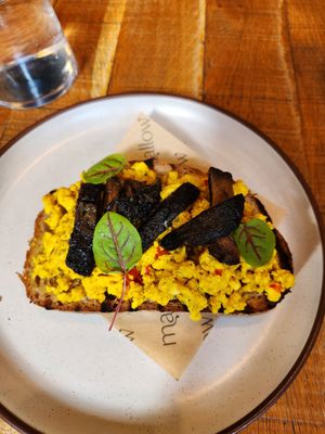 Scrambled tofu mushroom toast at Mallow - Borough Market in South East London