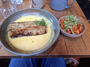 Courgette lasagne and kimchi at Mallow - Borough Market in South East London