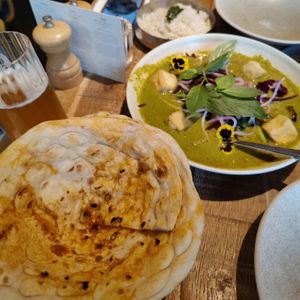 Green Amok with coconut rice and flat bread at Mallow - Borough Market in South East London