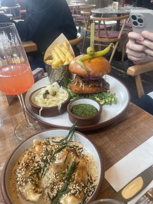 Gyoza and chickn burger  at Mallow - Borough Market in South East London