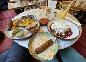 Full English breakfast & pistachio pancakes   at Mallow - Borough Market in South East London