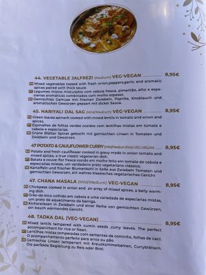 Veg-vegan menu  at Basmati Indian & Nepali Restaurant in Funchal