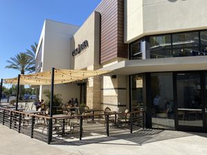 Outdoor eating area  at Guacamaya Oasis Plant Based Mexican Cuisine in Downey
