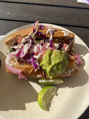 Torta de Carnitas  at Guacamaya Oasis Plant Based Mexican Cuisine in Downey