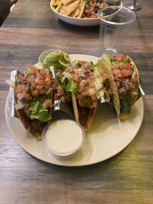 Yummy Tacos (Minus WAY Too Many Onions) Doh! 🙃  at Guacamaya Oasis Plant Based Mexican Cuisine in Downey