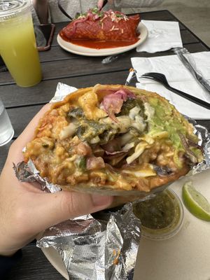 Chile relleno burrito  at Guacamaya Oasis Plant Based Mexican Cuisine in Downey