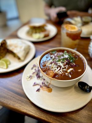 Menudo  at Guacamaya Oasis Plant Based Mexican Cuisine in Downey