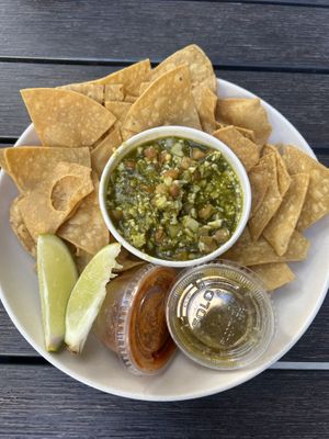 Ceviche with chips   at Guacamaya Oasis Plant Based Mexican Cuisine in Downey