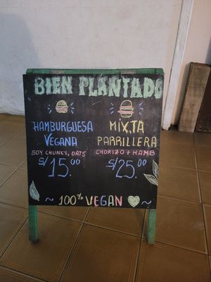 menu at Bien Plantado in Iquitos