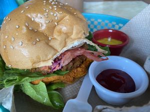 Double sabor burger - one of each patty was SO GOOD  at Bien Plantado in Iquitos