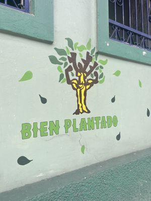The signage is flat on the wall. Be sure not to miss!  at Bien Plantado in Iquitos