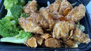 Orange chicken   at Loving Hut in Falls Church