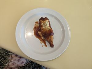 BBQ Drumstick Interior at Loving Hut in Falls Church