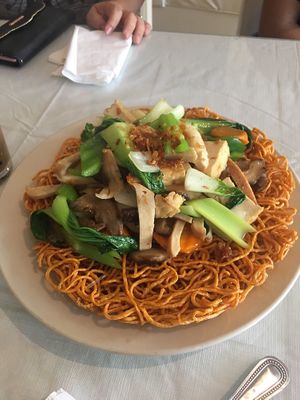 Vietnamese crispy noodle dish at Loving Hut in Falls Church
