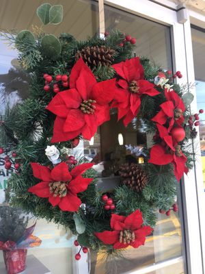 Beautiful wreath at Loving Hut in Falls Church