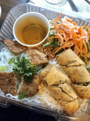 Golden vermicelli takeout at Loving Hut in Falls Church