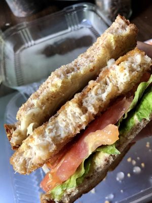 ..and my fillet sandwich with its other half missing 🙆‍♀️🙆‍♀️🙆‍♀️ at Loving Hut in Falls Church