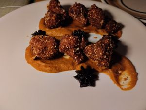 Falafel with exceptionally tasty souce. at La Svolta in Bologna