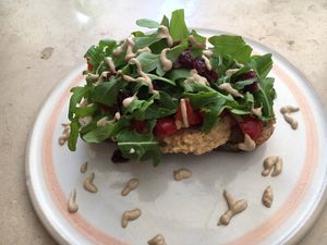 Hummus bread   at Poppi Farmer in Munich