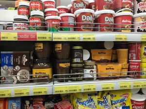 Nut spreads at Big Market in Tirana