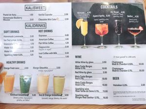 Menu drinks at KALIFOOD in Ferrel