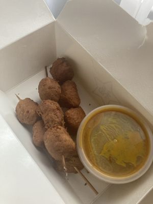 Chicken satay skewers  at Wawin Vegan Chinese in Salford