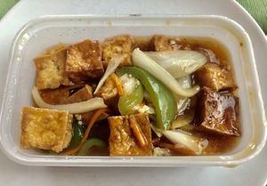 Garlic stir fry with tofu  at Wawin Vegan Chinese in Salford