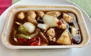 Chicken in black bean sauce   at Wawin Vegan Chinese in Salford