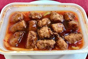 ‘Honey’ and chilli chicken   at Wawin Vegan Chinese in Salford