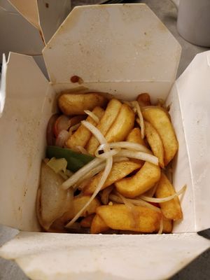 Salt and pepper chips at Wawin Vegan Chinese in Salford