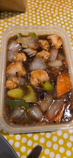 Black bean with vegan chicken at Wawin Vegan Chinese in Salford