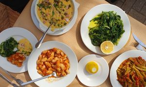 Some vegan dishes at En Iordani in Athens