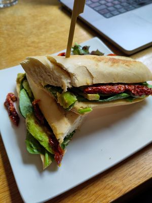 Veggie delight sandwich at World Peace Cafe in Leicester