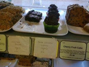 Vegan desserts section of deli case at Currant Affairs at Currant Affairs in Leicester