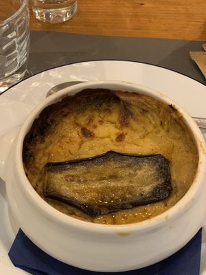 Vegan moussaka with soy milk béchamel. Not something crazy but okay  at Mouragio in Paros