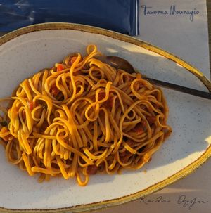 Vegan linguini at Mouragio in Paros