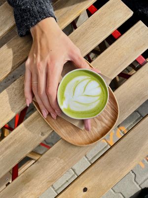 matcha latte with oat milk 🌱 at Imaginarni Zmrzlina in Prague