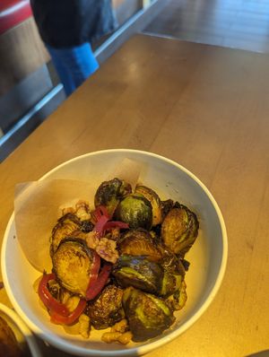 Balsamic brussel sprouts at Veggie Grill by Next Level in Torrance