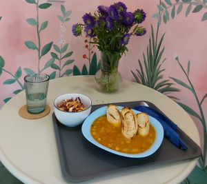 Daily course - chickpeas with potato, bread, vitamin salad #Veganuary at Bio Vita Vegan Bistro in Belgrade