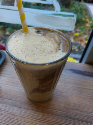 Pumpkin latte with chicory coffee  #Veganuary at Bio Vita Vegan Bistro in Belgrade