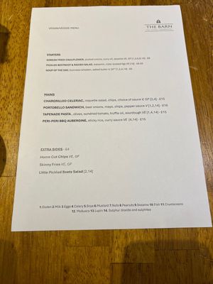 Menu 4/1/25  at The Barn Bar & Country Kitchen in Downpatrick