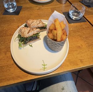 Portobello sandwich with chips   at The Barn Bar & Country Kitchen in Downpatrick