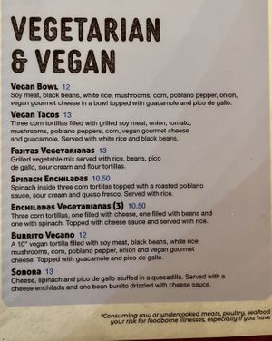 Menu section   at 3 Tequilas in Kill Devil Hills